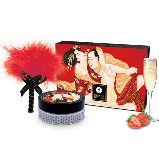 Shunga - Kit De Poudre De Massage Comestible À La Fraise - SHUNGA BODY POWER | pharmacie, poudres comestibles | Dimensions : 286