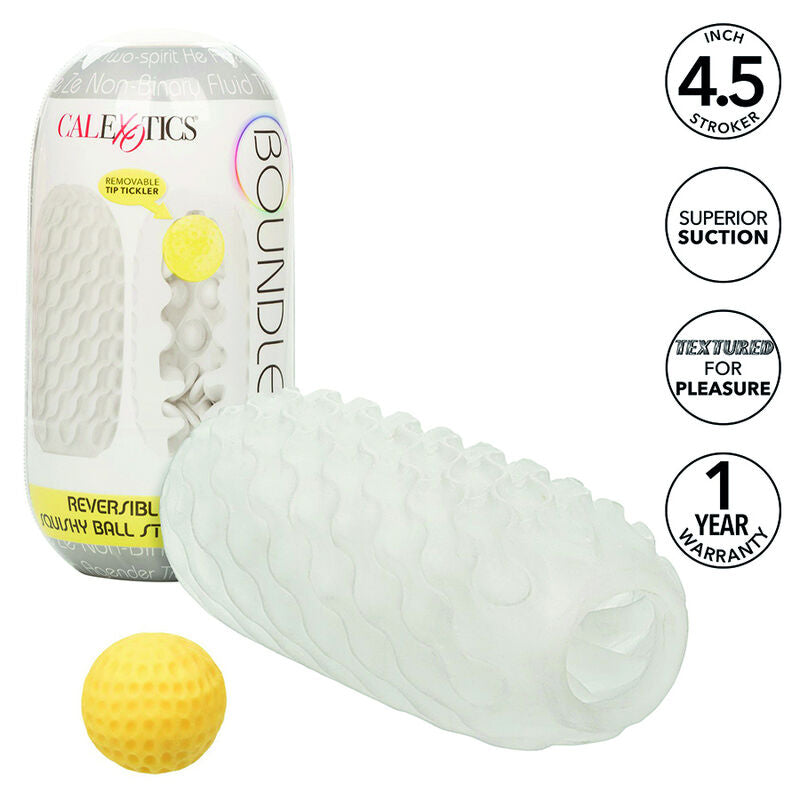 Calexotics - Boundless Squishy Réversible Ball Stroke Gris - CALEXOTICS | sextoys, jouets sexuels pour hommes, divers masturbateurs | Dimensions : 216