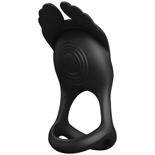 Pretty Love - Silas Anneau Pénis Vibrant 7 Vibrations Silicone Noir - PRETTY LOVE MALE | sextoys, jouets sexuels pour hommes, accessoires de pénis, anneaux de pénis, cockring avec vibration | Dimensions : 51