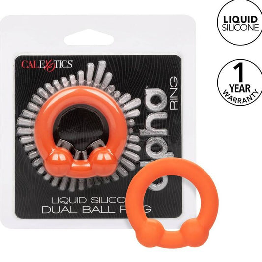 Calexotics - Alpha Bague Double Bille Orange - CALEXOTICS | sextoys, jouets sexuels pour hommes, accessoires de pénis, anneaux de pénis, cockrings sans vibration | Dimensions : 62
