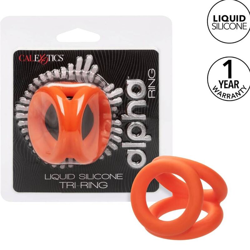 Calexotics - Alpha Tri-Anneau Orange - CALEXOTICS | sextoys, jouets sexuels pour hommes, accessoires de pénis, anneaux de pénis, cockrings sans vibration | Dimensions : 86