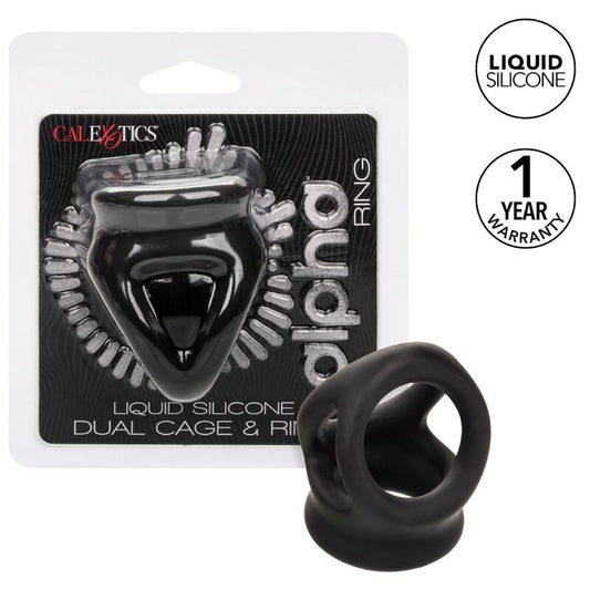 Calexotics - Alpha Bague Dual Cage Noir - CALEXOTICS | sextoys, jouets sexuels pour hommes, accessoires de pénis, anneaux de pénis, cockrings sans vibration | Dimensions : 90