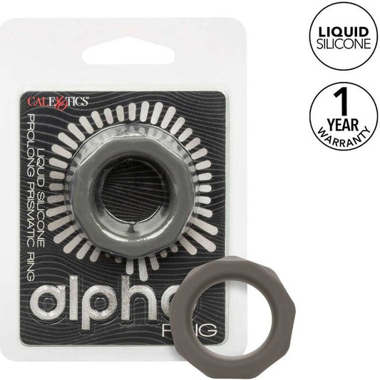 Calexotics - Alpha Bague Prismatique Prolong Gris - CALEXOTICS | sextoys, jouets sexuels pour hommes, accessoires de pénis, anneaux de pénis, cockrings sans vibration | Dimensions : 32