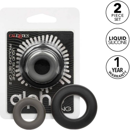 Calexotics - Alpha Prolong Lot De 2 Bague Gris - CALEXOTICS | sextoys, jouets sexuels pour hommes, accessoires de pénis, anneaux de pénis, cockrings sans vibration | Dimensions : 42