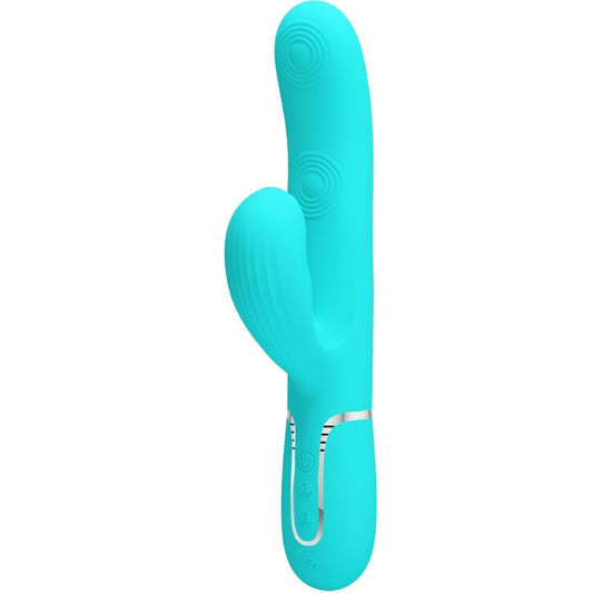 Pretty Love - Perlita Vibrateur Multifonction 3 En 1 Point G Vert Aqua - PRETTY LOVE FLIRTATION | sextoys, vibrateurs, vibrateurs de lapin | Dimensions : 352