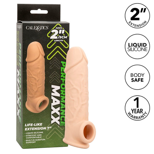 Calexotics - Extension Performance Maxx Life-Like 7 Peau Claire - CALEXOTICS | sextoys, jouets sexuels pour hommes, accessoires de pénis, couvre-pénis avec extension | Dimensions : 180