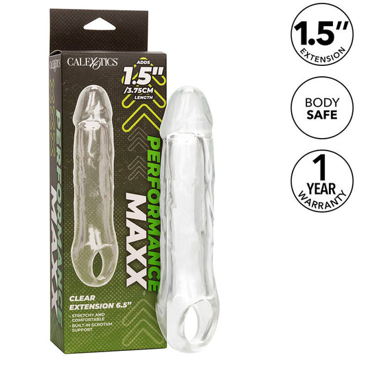 Calexotics - Extension Performance Maxx Clear 6,5 Transparente - CALEXOTICS | sextoys, jouets sexuels pour hommes, accessoires de pénis, couvre-pénis avec extension | Dimensions : 194