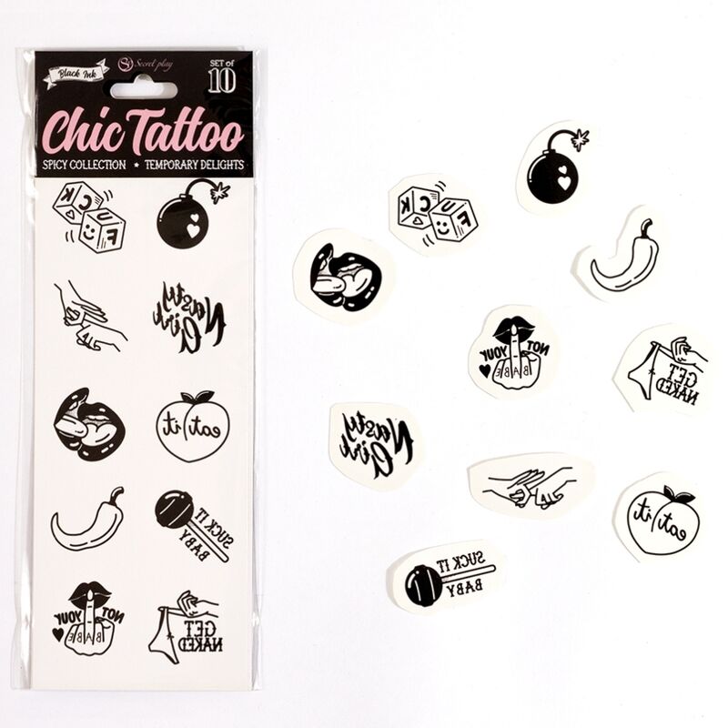 Secret Play - Lot De 10 Tatouages Temporaires Spicy Collection