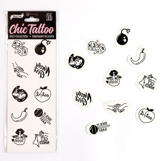 Secret Play - Lot De 10 Tatouages Temporaires Spicy Collection