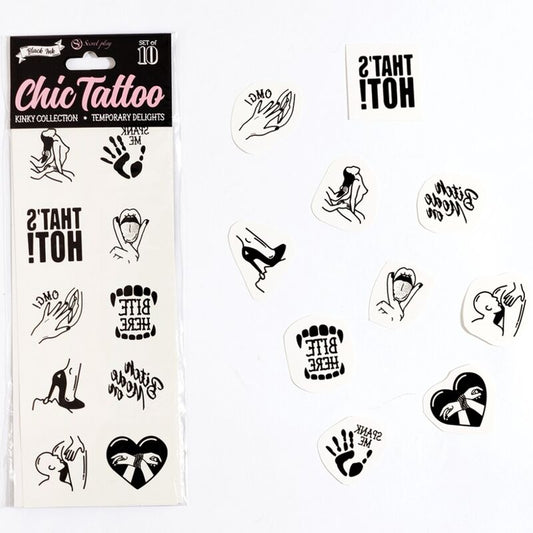 Secret Play - Ensemble De 10 Tatouages Temporaires Kinky Collection