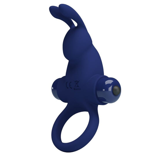 Pretty Love - Jiro Bague Lapin Avec Vibration Bleu - PRETTY LOVE MALE | sextoys, jouets sexuels pour hommes, accessoires de pénis, anneaux de pénis, cockring avec vibration | Dimensions : 102