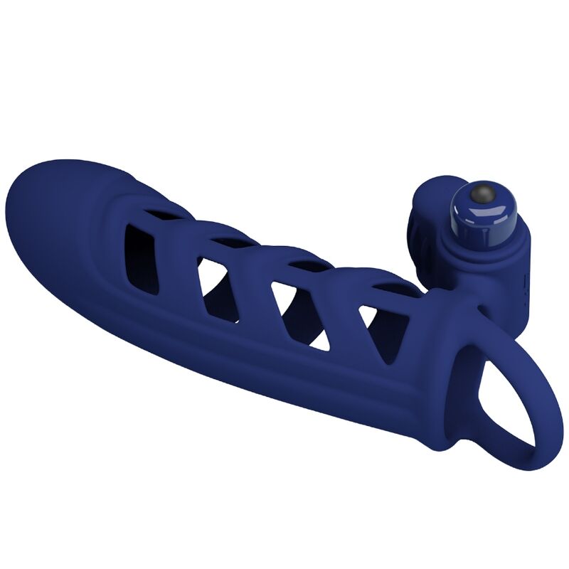 Pretty Love - Altaf Anneau Vibrateur Avec Gaine En Silicone Bleu - PRETTY LOVE MALE | sextoys, jouets sexuels pour hommes, accessoires de pénis, manchons péniens sans extension | Dimensions : 194
