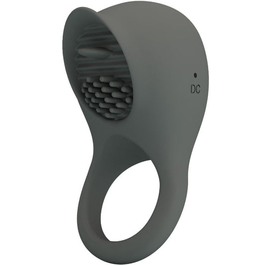 Pretty Love - Nimbus Anneau Vibrateur Avec Langue Gris - PRETTY LOVE MALE | sextoys, jouets sexuels pour hommes, accessoires de pénis, anneaux de pénis, cockring avec vibration | Dimensions : 136