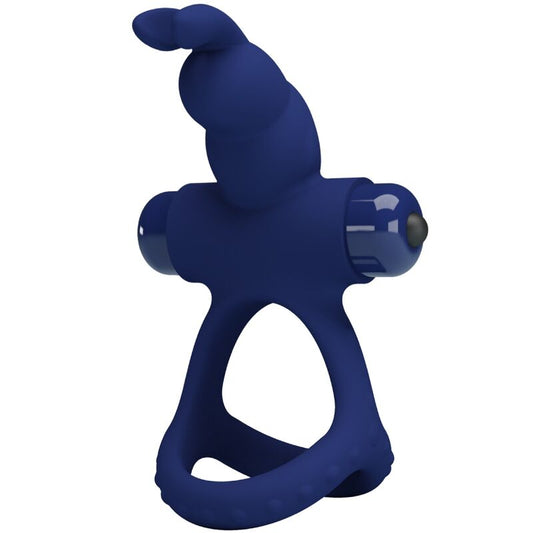 Pretty Love - Luchito Double Anneau Vibrant Lapin Bleu - PRETTY LOVE MALE | sextoys, jouets sexuels pour hommes, accessoires de pénis, anneaux de pénis, cockring avec vibration | Dimensions : 100