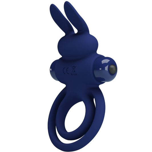 Pretty Love - Darey Double Anneau Vibrant Lapin Bleu - PRETTY LOVE MALE | sextoys, jouets sexuels pour hommes, accessoires de pénis, anneaux de pénis, cockring avec vibration | Dimensions : 108
