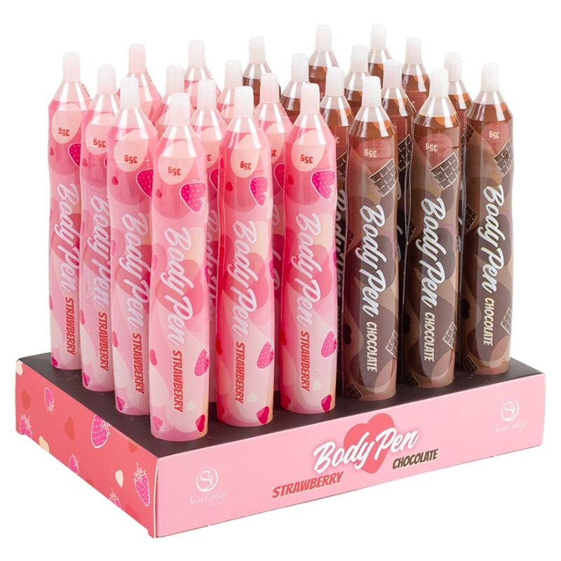 Secret Play - Présentoir Stylo Corps 24 Unités - SECRETPLAY COSMETIC | pharmacie, peinture corporelle comestible | Dimensions : 1096