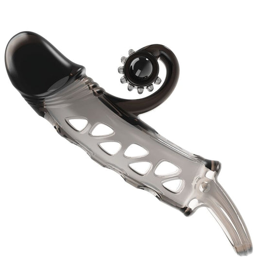 Romance - Manchon Prolongé Noir - ROMANCE | sextoys, jouets sexuels pour hommes, accessoires de pénis, couvre-pénis avec extension | Dimensions : 140