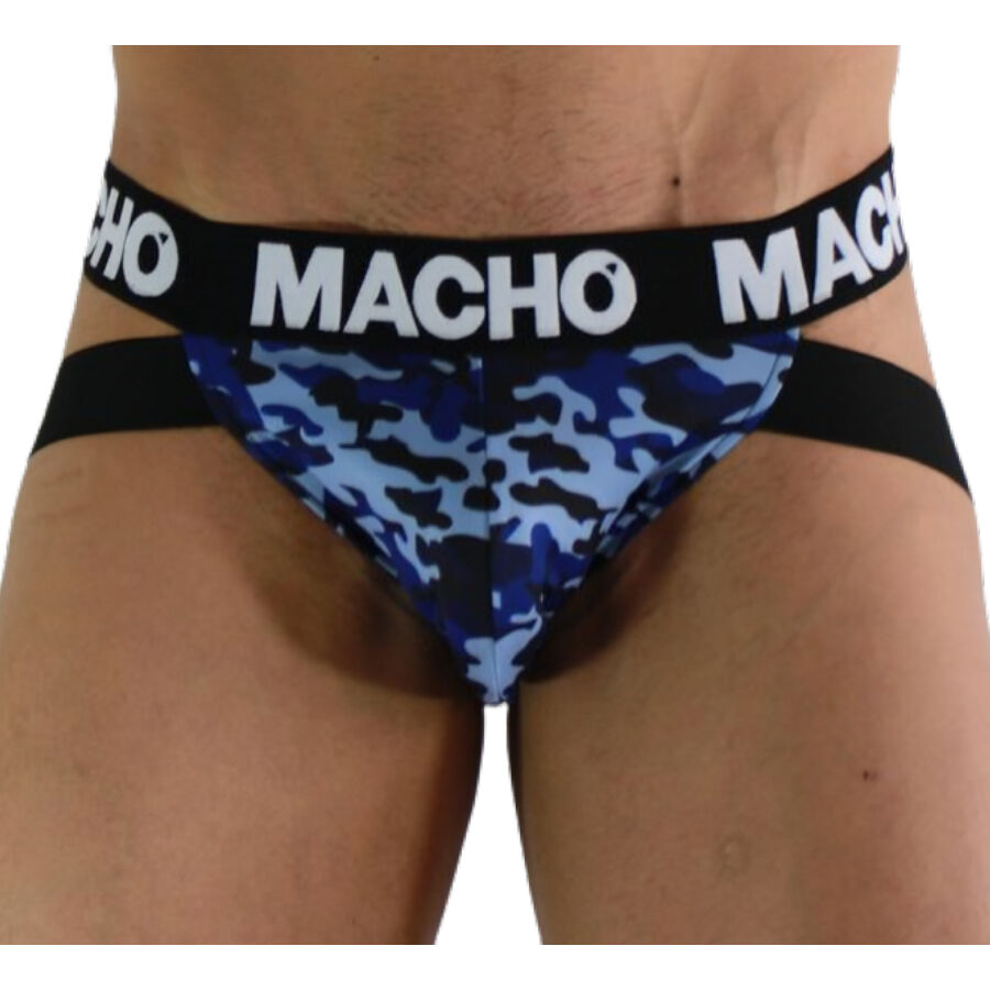 Macho - Mx28Ma Jock Bleu Militaire L - MACHO UNDERWEAR | mode et lingerie, lingerie homme, jockstraps | Dimensions : 68