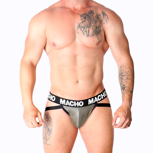 Macho - Mx27Gr Jock Cuir Gris Beige L