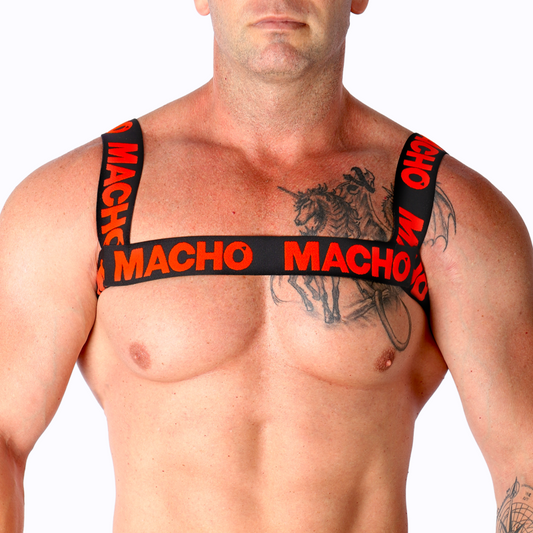 Macho - Harnais Double Rouge - MACHO UNDERWEAR | mode et lingerie, lingerie homme, harnais pour hommes | Dimensions : 54