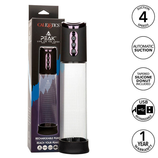 Calexotics - Pompe À Onde Stimulante Peak 4 Vitesses Noire - CALEXOTICS | sextoys, jouets sexuels pour hommes, accessoires de pénis, pénis agrandisseur pompe | Dimensions : 394