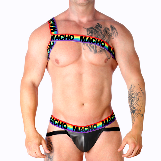 Macho - Harnais Romain Pride L/Xl - MACHO UNDERWEAR | mode et lingerie, lingerie homme, harnais pour hommes | Dimensions : 40