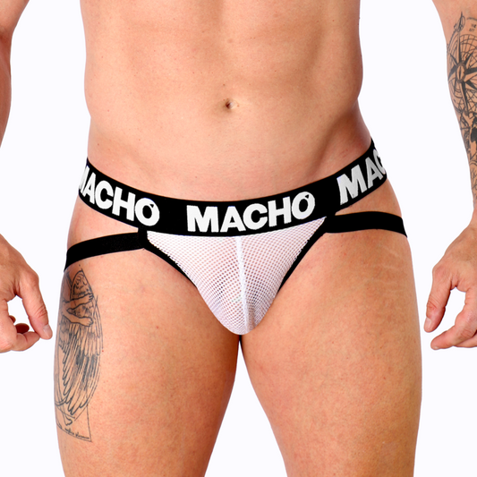 Macho - Mx26X1 Jock Grid Blanc L - MACHO UNDERWEAR | mode et lingerie, lingerie homme, jockstraps | Dimensions : 62