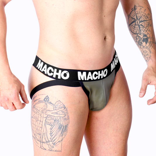 Macho - Mx27Gr Jock Cuir Gris Beige Xl