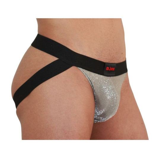 Burn - 001 Jock Beige Brillant / Noir M - BURN | mode et lingerie, lingerie homme, jockstraps | Dimensions : 44