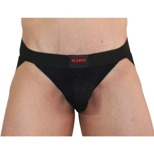 Burn - 003 Jock Noir Brillant M - BURN | mode et lingerie, lingerie homme, jockstraps | Dimensions : 44