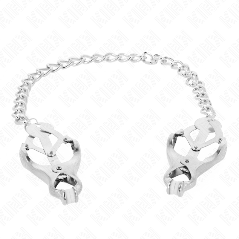 KINK - Pinces à Tétons Trèfle Japonais avec Chaîne Argent 30 cm