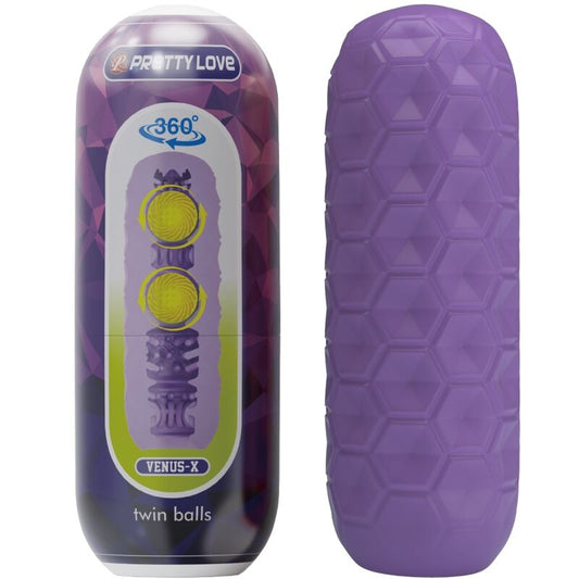 Pretty Love - Masturbateur Pour Homme À Deux Boules Violet - PRETTY LOVE | sextoys, jouets sexuels pour hommes, divers masturbateurs | Dimensions : 454
