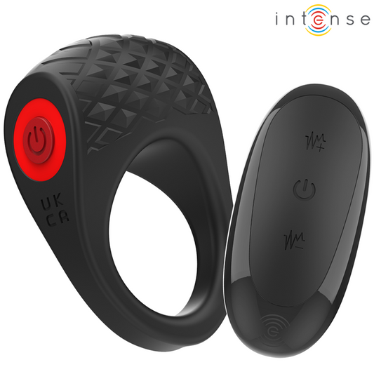 Intense - Clover Vibrateur Anneau Pénis 10 Vibrations Noir - INTENSE COUPLES TOYS | sextoys, jouets sexuels pour hommes, accessoires de pénis, anneaux de pénis, cockring avec vibration | Dimensions : 116