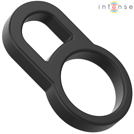 Intense - Bobby Double Anneau Pénis En Silicone Noir - INTENSE COUPLES TOYS | sextoys, jouets sexuels pour hommes, accessoires de pénis, anneaux de pénis, cockrings sans vibration | Dimensions : 38
