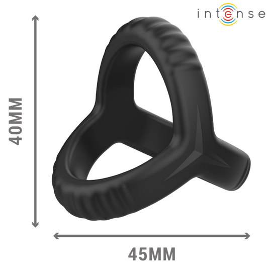 Intense - Carson Anneau Pénis Double Silicone Noir Modèle 4 - INTENSE COUPLES TOYS | sextoys, jouets sexuels pour hommes, accessoires de pénis, anneaux de pénis, cockrings sans vibration | Dimensions : 24