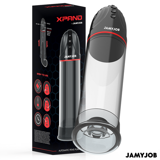 Jamyjob - Pompe Automatique Xpand 3 Niveaux D'Ondes Stimulantes Gris - JAMYJOB | sextoys, jouets sexuels pour hommes, accessoires de pénis, pénis agrandisseur pompe | Dimensions : 446