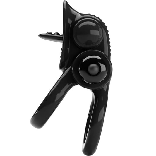 Pretty Love - Passionate Ring Double Anneau Vibrant + Stimulateur De Clitoris Noir