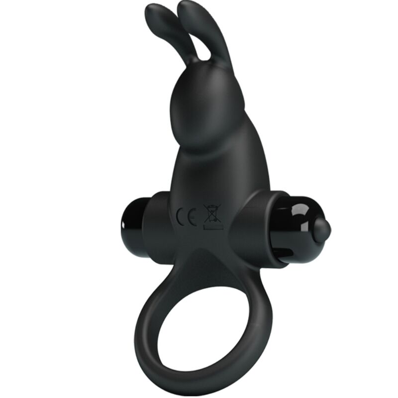 Pretty Love - Anneau Vibrant + Stimulateur De Clitoris Rabbit 10 Vibrations Noir - PRETTY LOVE | sextoys, jouets sexuels pour hommes, accessoires de pénis, anneaux de pénis, cockring avec vibration | Dimensions : 46