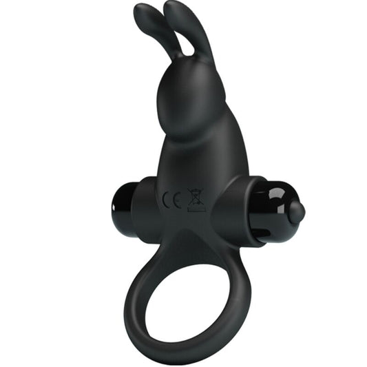 Pretty Love - Anneau Vibrant + Stimulateur De Clitoris Rabbit 10 Vibrations Noir - PRETTY LOVE | sextoys, jouets sexuels pour hommes, accessoires de pénis, anneaux de pénis, cockring avec vibration | Dimensions : 46