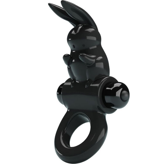 Pretty Love - Anneau Vibrateur Excitant Rabbit 10 Vibrations Noir - PRETTY LOVE | sextoys, jouets sexuels pour hommes, accessoires de pénis, anneaux de pénis, cockring avec vibration | Dimensions : 56