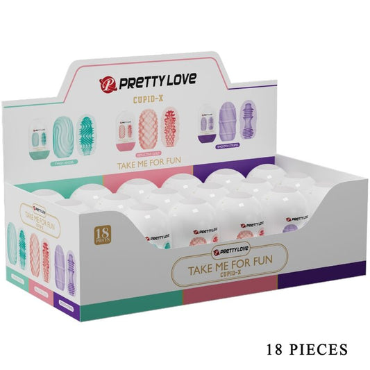 Pretty Love - Cupid X 18 Masturbateurs Pour Hommes Différentes Textures - PRETTY LOVE | sextoys, jouets sexuels pour hommes, divers masturbateurs | Dimensions : 0