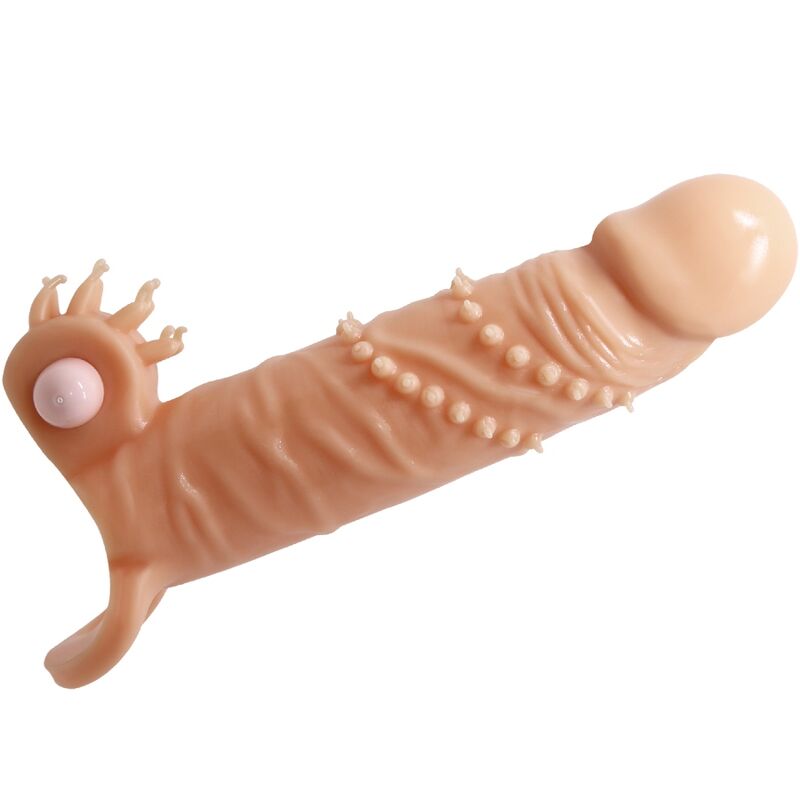 Pretty Love - Connor Manchon De Pénis + Stimulateur De Clitoris Chair - PRETTY LOVE | sextoys, jouets sexuels pour hommes, accessoires de pénis, couvre-pénis avec extension | Dimensions : 105