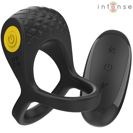 Intense - Alex Vibrateur Double Anneau Pénis 10 Vibrations Noir - INTENSE COUPLES TOYS | sextoys, jouets sexuels pour hommes, accessoires de pénis, anneaux de pénis, cockring avec vibration | Dimensions : 130