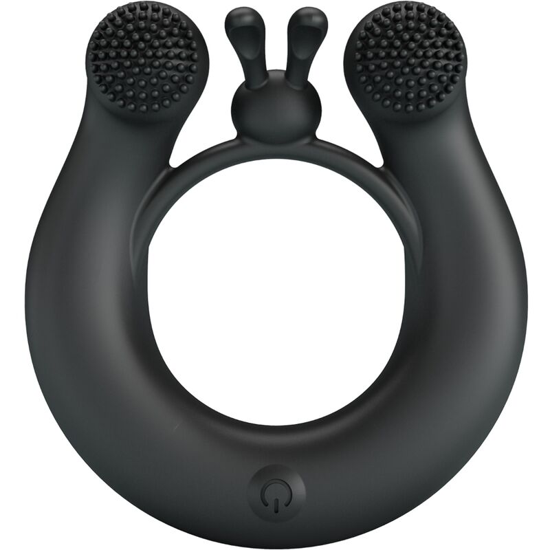 Pretty Love - Anneau Vibrant Dahlia + Stimulateur De Clitoris 12 Vibrations Noir - PRETTY LOVE | sextoys, jouets sexuels pour hommes, accessoires de pénis, anneaux de pénis, cockring avec vibration | Dimensions : 51