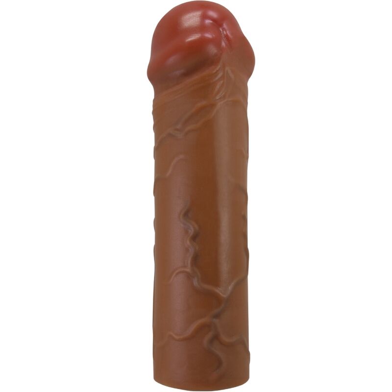 Pretty Love - Manchon De Pénis Nile Avec Extension De 2,5 Cm Mulâtre - PRETTY LOVE | sextoys, jouets sexuels pour hommes, accessoires de pénis, couvre-pénis avec extension | Dimensions : 97