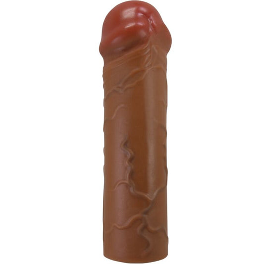 Pretty Love - Manchon De Pénis Nile Avec Extension De 2,5 Cm Mulâtre - PRETTY LOVE | sextoys, jouets sexuels pour hommes, accessoires de pénis, couvre-pénis avec extension | Dimensions : 97
