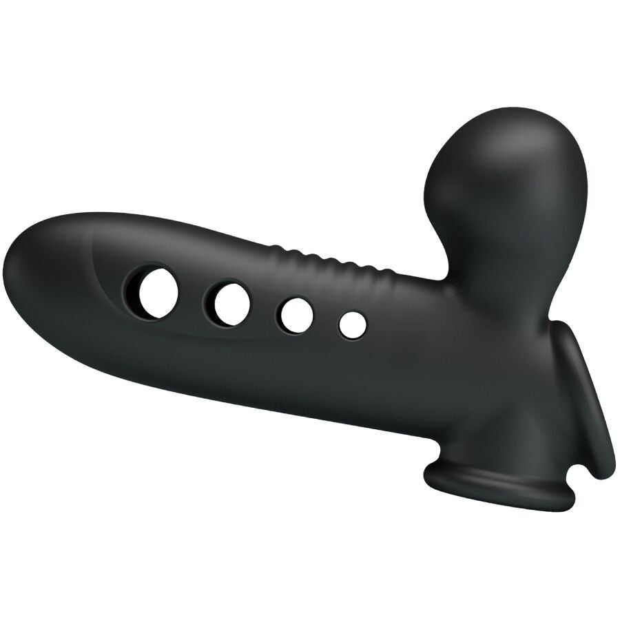 Pretty Love - Manchon Pénis Crane Avec Airbag Noir - PRETTY LOVE | sextoys, jouets sexuels pour hommes, accessoires de pénis, couvre-pénis avec extension | Dimensions : 248