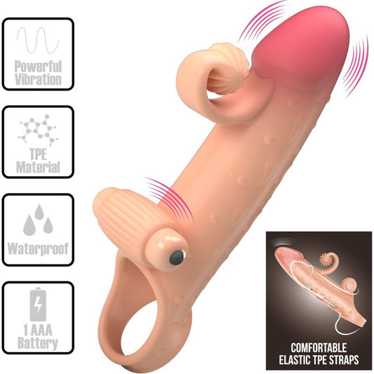 Romance - Manchon Pénis Vibrant Naturel - ROMANCE | sextoys, jouets sexuels pour hommes, accessoires de pénis, manchons péniens sans extension | Dimensions : 178