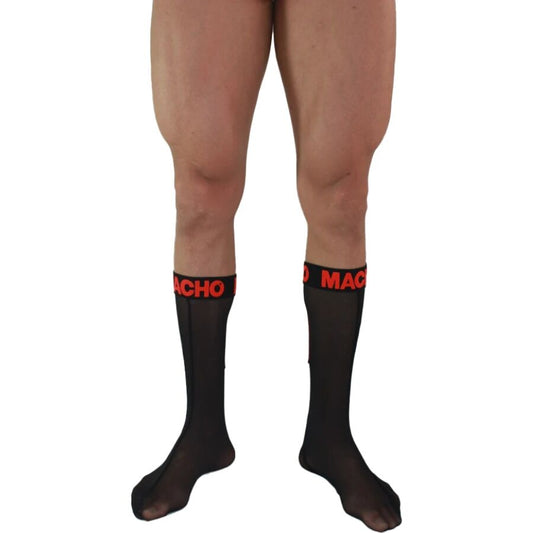 Macho - Chaussettes Fines Taille Unique Noir/Rouge - MACHO UNDERWEAR | mode et lingerie, lingerie homme, chaussettes | Dimensions : 52