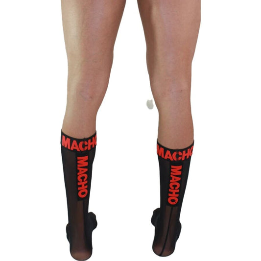 Macho - Chaussettes Fines Taille Unique Noir/Rouge